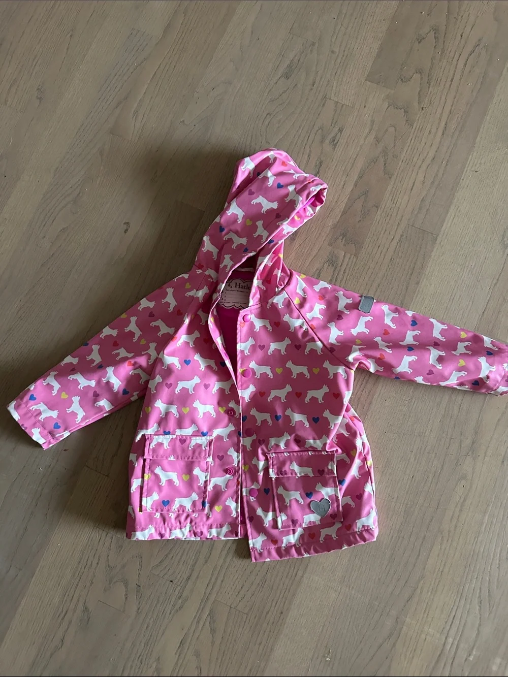 Hatley Pink Dog & Heart Hooded Raincoat